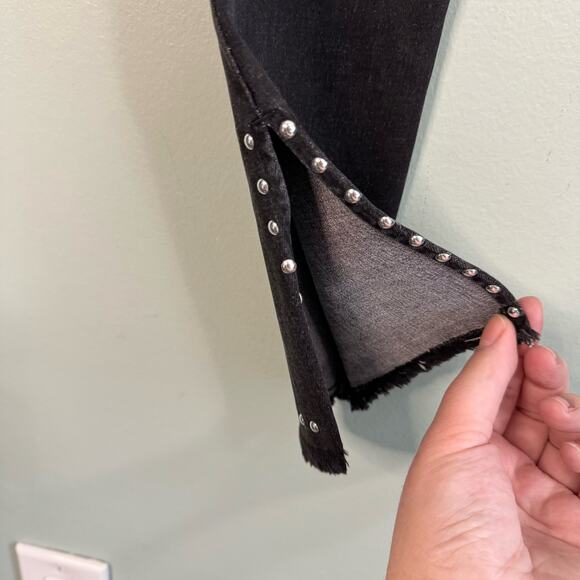 GALINA'S Denim Jeggings Womens XL Jean Pull On Raw Hem Studded Slit Black NWT - Picture 7 of 9